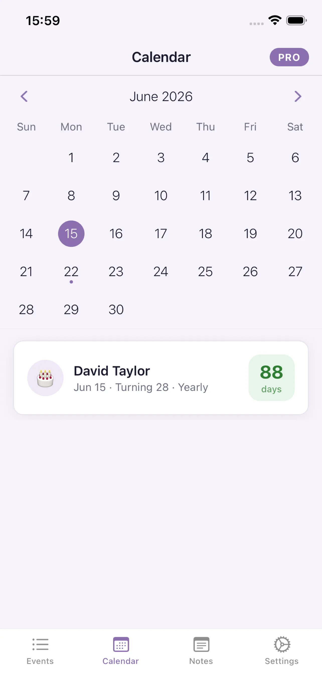 NeverMiss: A month at a glance