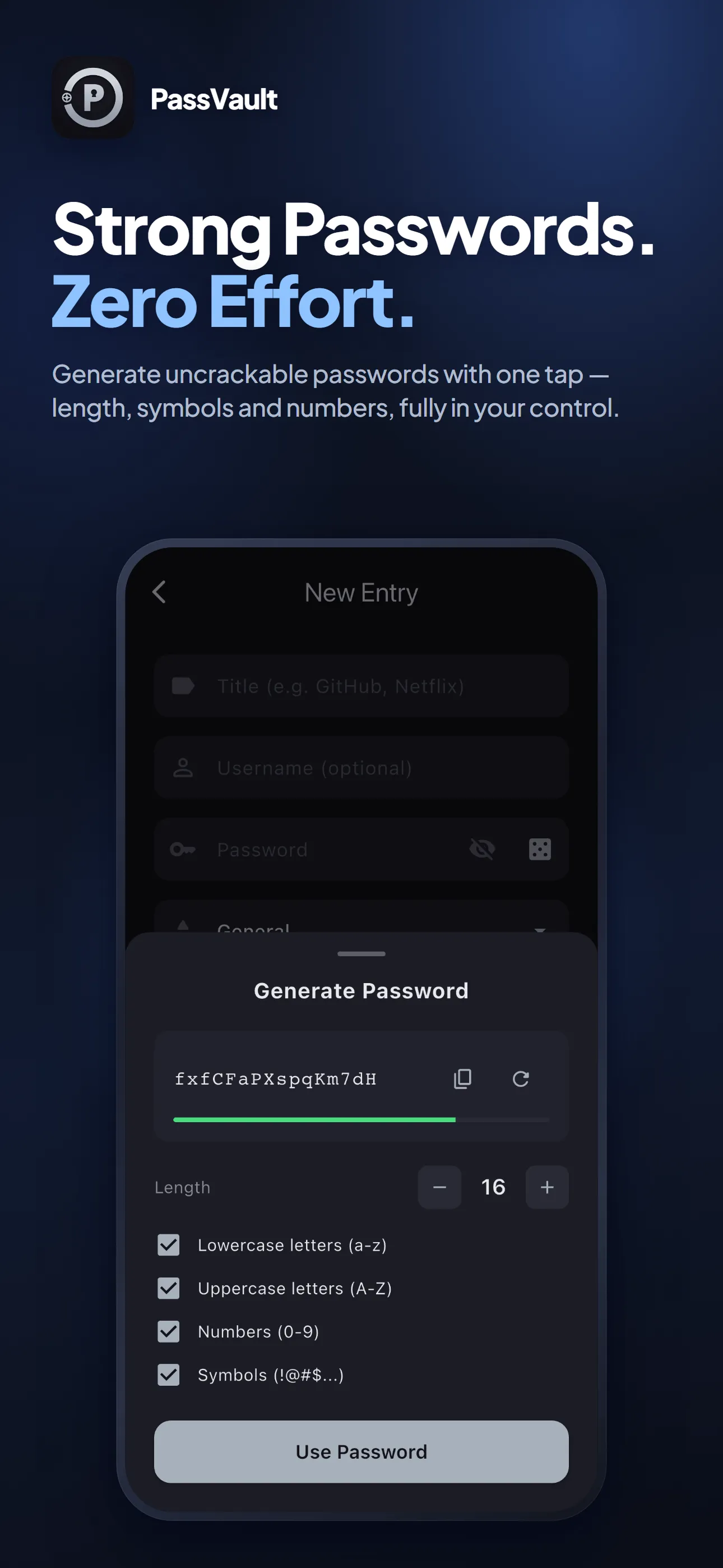 PassVault: Generate a password without leaving the entry